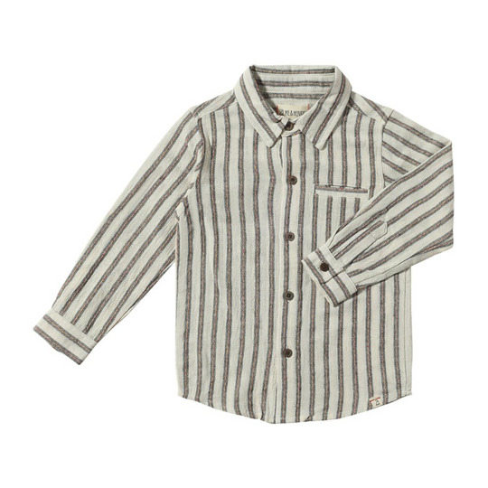 Atwood Woven Button Up - Black/Cream Stripe by Me & Henry - FINAL SALE