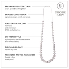 Necklace with features highlighted on a white background, branded as Goobie Baby.