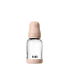Clear baby bottle with pink cap and 'BIBS' branding on a white background