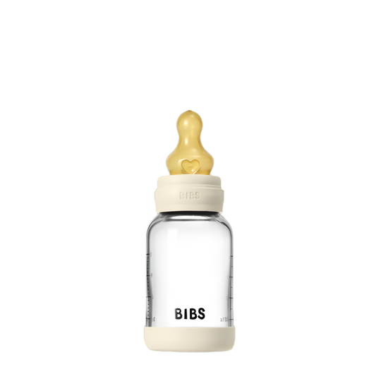 4oz Glass Baby Bottle with Latex Nipple - Ivory by BIBS