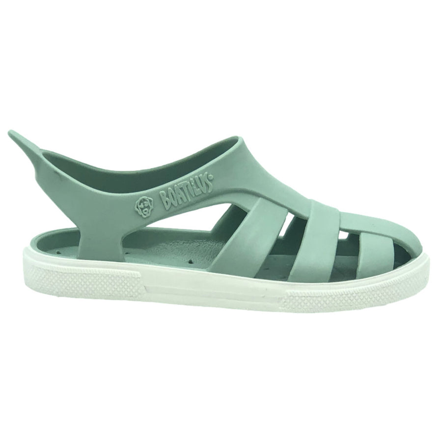 Mint green sandal with white sole on a white background