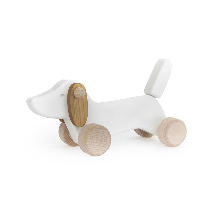 BAJO Dachschund Puppy Pull Toy - White by Little Poland Gallery