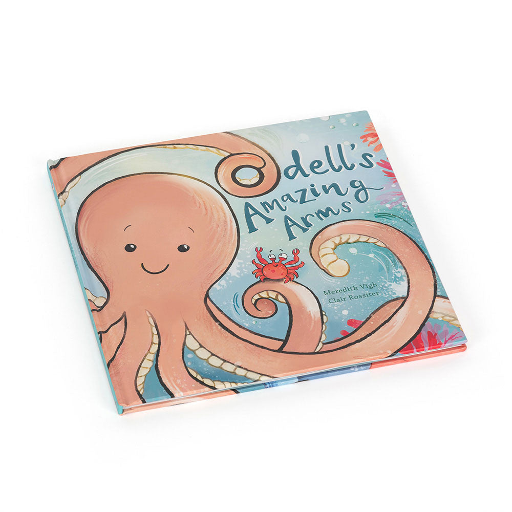 Children's book titled 'Odell's Amazing Arms' with an illustration of an octopus on the cover.