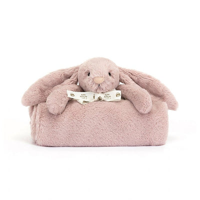 Bashful Luxe Bunny Rosa Blankie in Gift Box by Jellycat