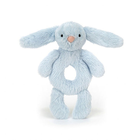 Bashful Blue Bunny Ring Rattle by Jellycat