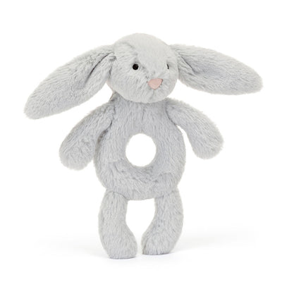 Bashful Grey Bunny Ring Rattle - 8 Inch by Jellycat