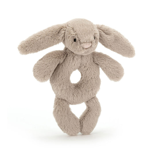 Bashful Grey Bunny Ring Rattle by Jellycat