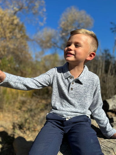 Spencer Polo - Heather Navy by Me & Henry