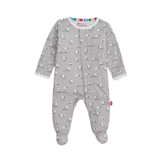 Baa Baa Baby Grey Modal Magnetic Footie by Magnetic Me