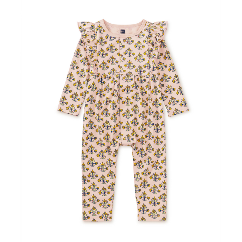 Snap Front Ruffle Baby Romper - Iznik Floral by Tea Collection