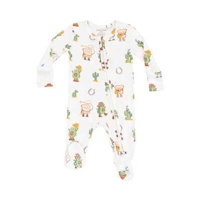 Bamboo 2 Way Zipper Footie - Avocado Toast Western by Angel Dear