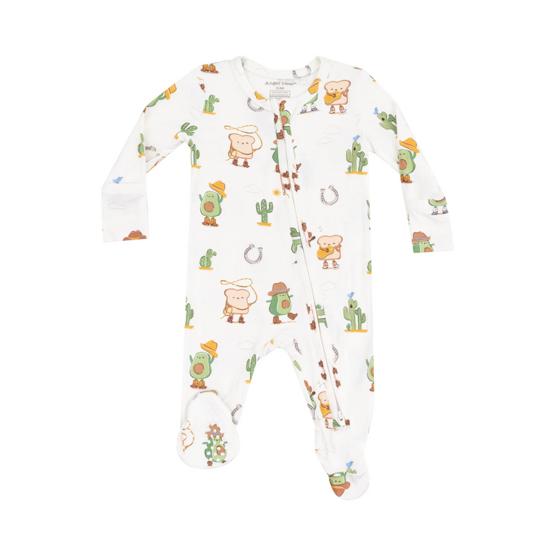 Bamboo 2 Way Zipper Footie - Avocado Toast Western by Angel Dear