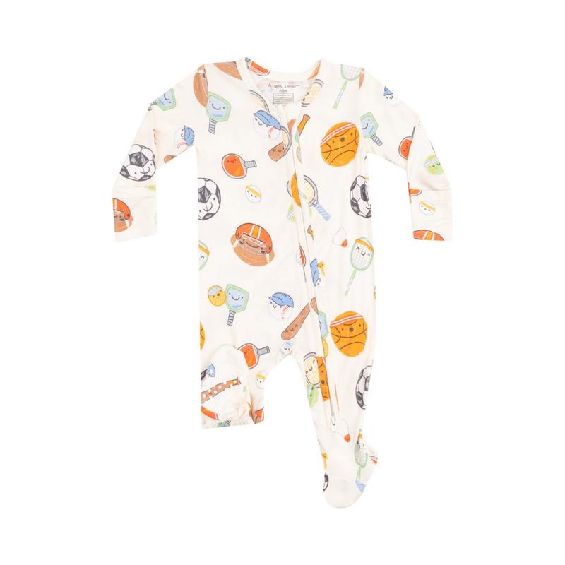 Bamboo 2 Way Zipper Footie - Sports Ball Friends by Angel Dear
