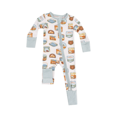 Bamboo 2 Way Zipper Romper - National Park Patches by Angel Dear