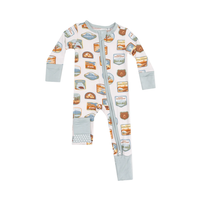 Bamboo 2 Way Zipper Romper - National Park Patches by Angel Dear