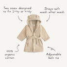 Beige children's robe with features highlighted on a white background