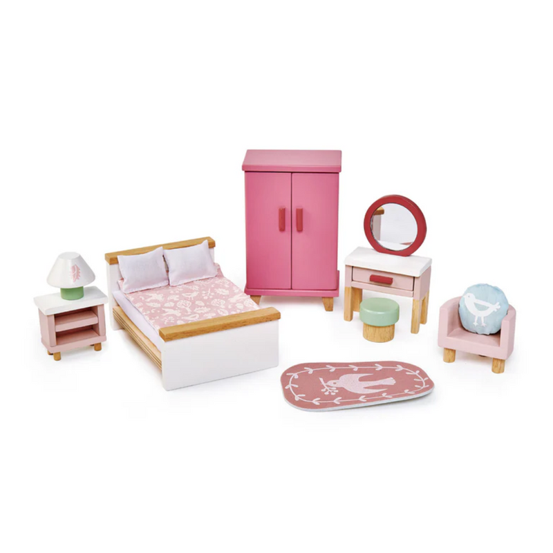 Dolls House Bedroom Wooden Furniture by Tender Leaf Toys