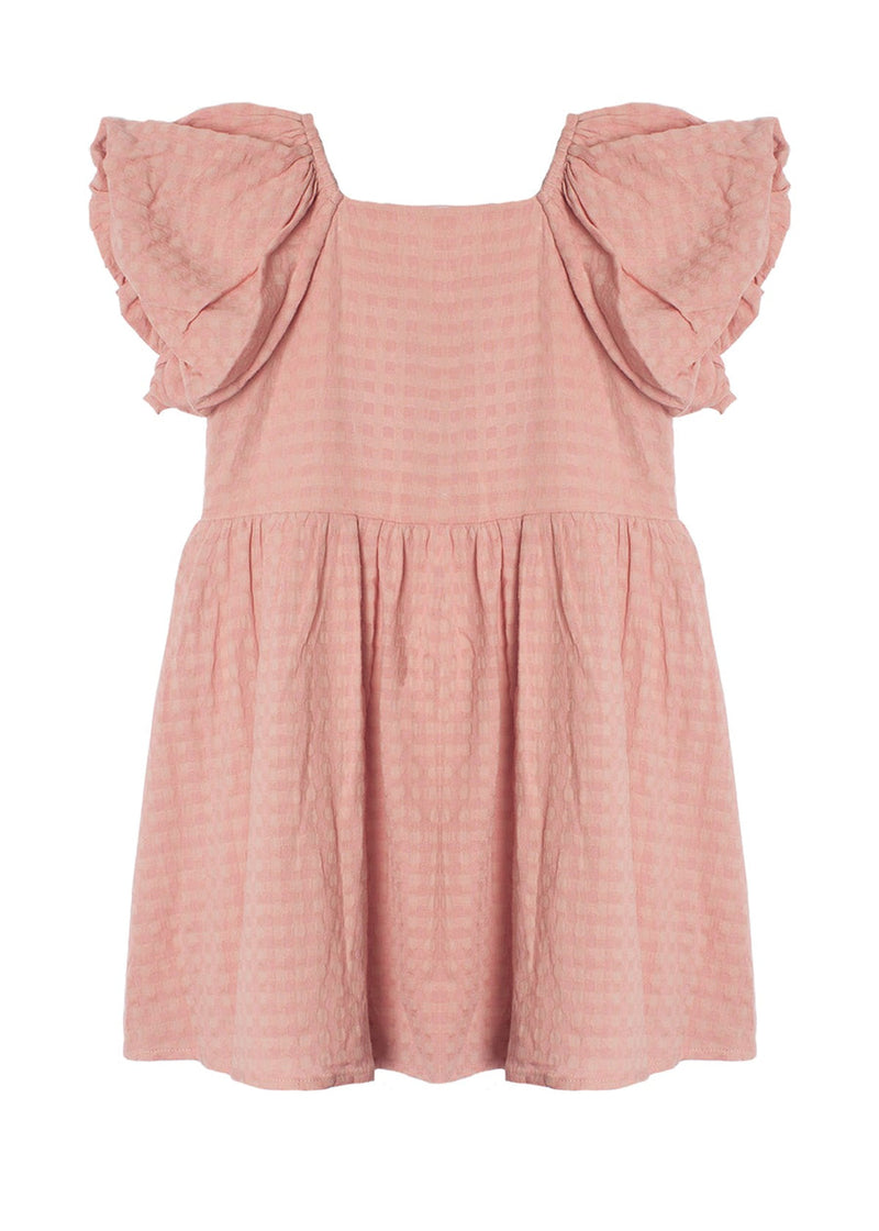 Checkmate Puff Sleeve Dress - Pink by Mabel + Honey
