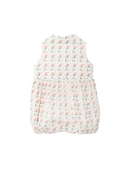 Floral-patterned baby romper on a white background