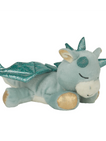 Dragon-shaped planter with blue and green colors on a white background