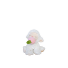 White plush toy sheep with a pink flower on a white background