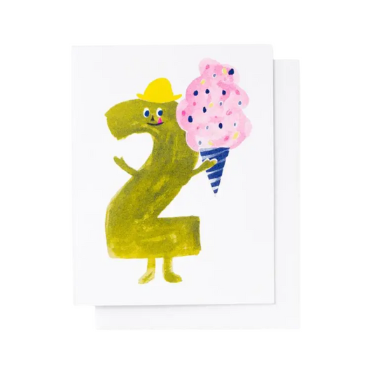 Birthday 2 Risograph Card by Yellow Owl Workshop