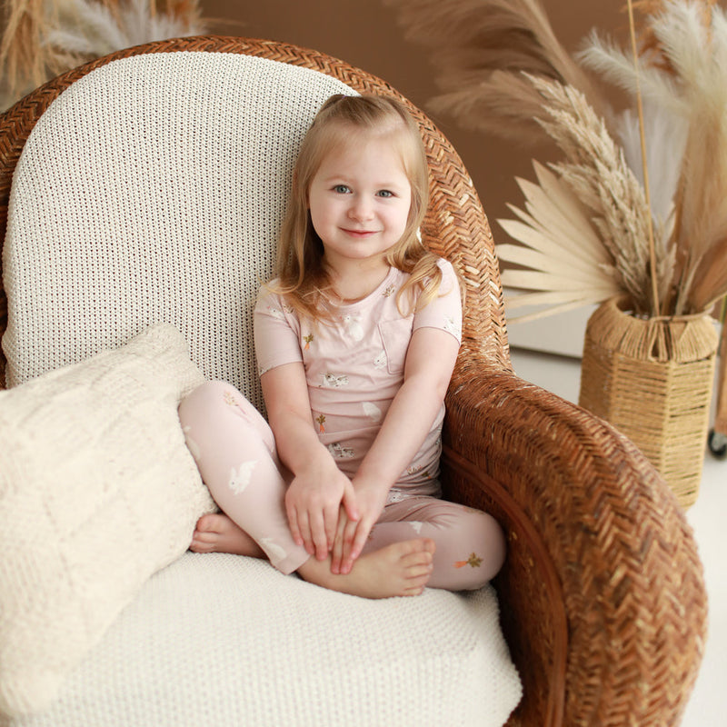 Short Sleeve Toddler Pajama Set - Blush Rabbit by Kyte Baby