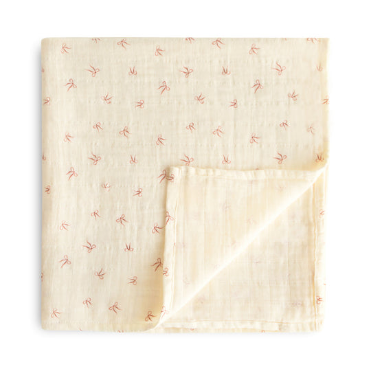 Organic Muslin Swaddle - Bows by Mushie & Co