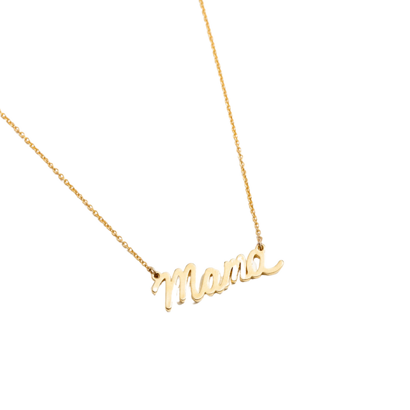 Mama Script Necklace - 18K Gold Plated Letters by Larissa Loden