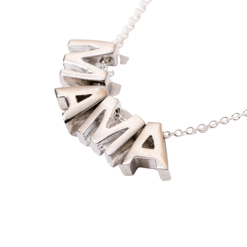 Mama Necklace - Rhodium Plated Letters by Larissa Loden