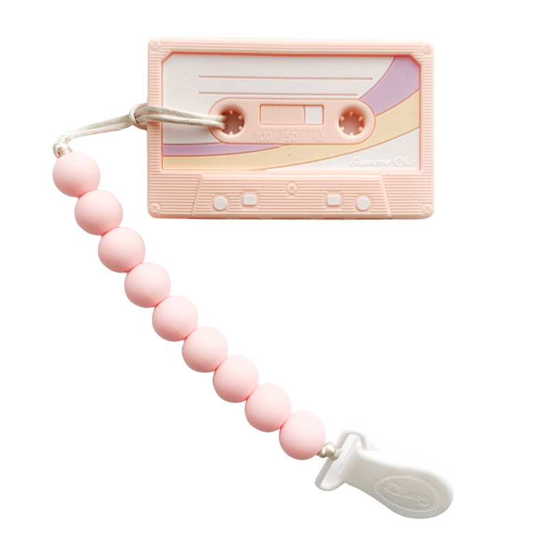 Cassette Tape Teether with Clip - Pink by Gummy Chic