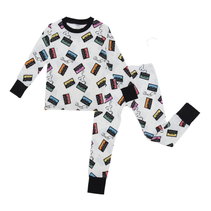 Bright Cassettes Bamboo 2 Piece Pajamas by Peregrine Kidswear