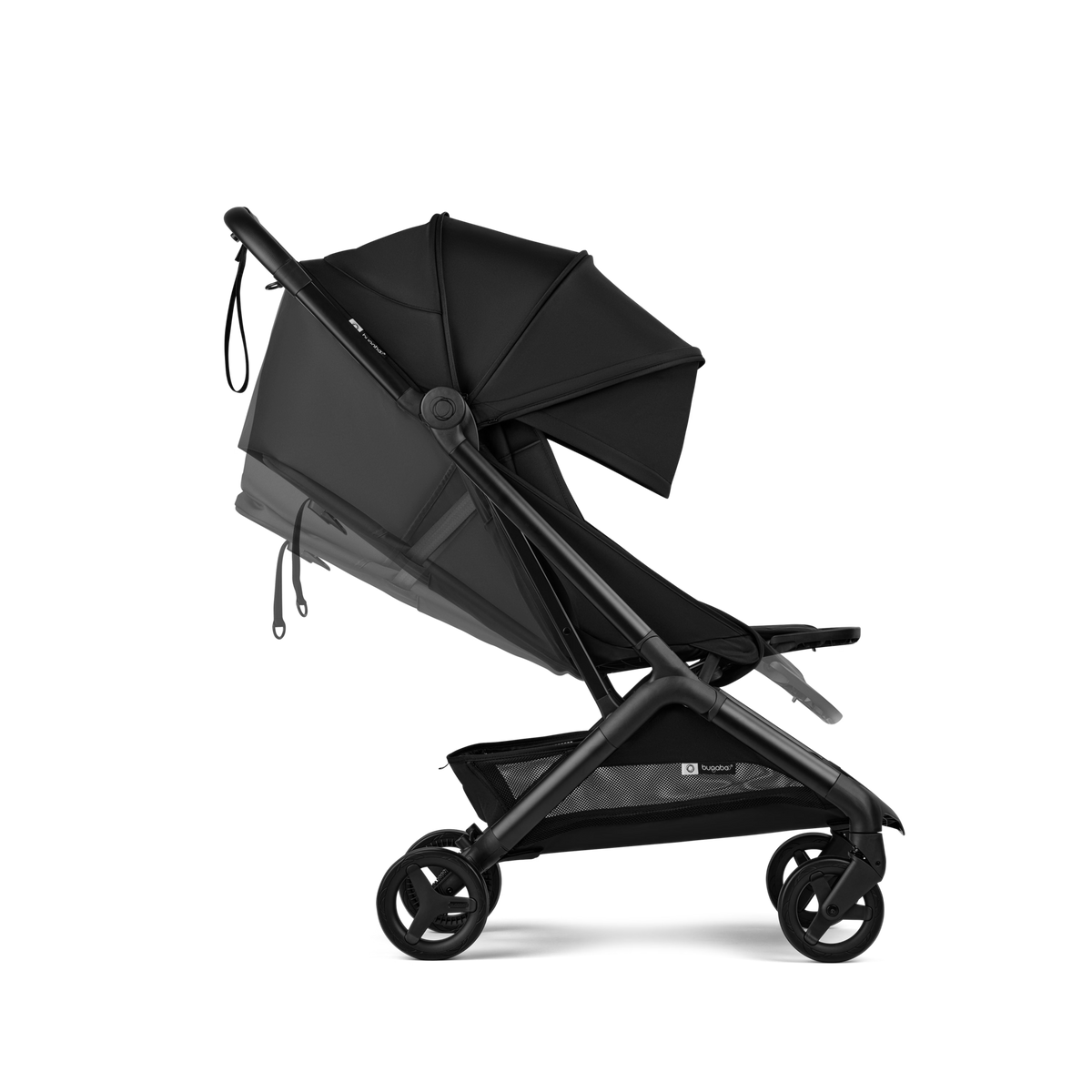 Black stroller on a white background