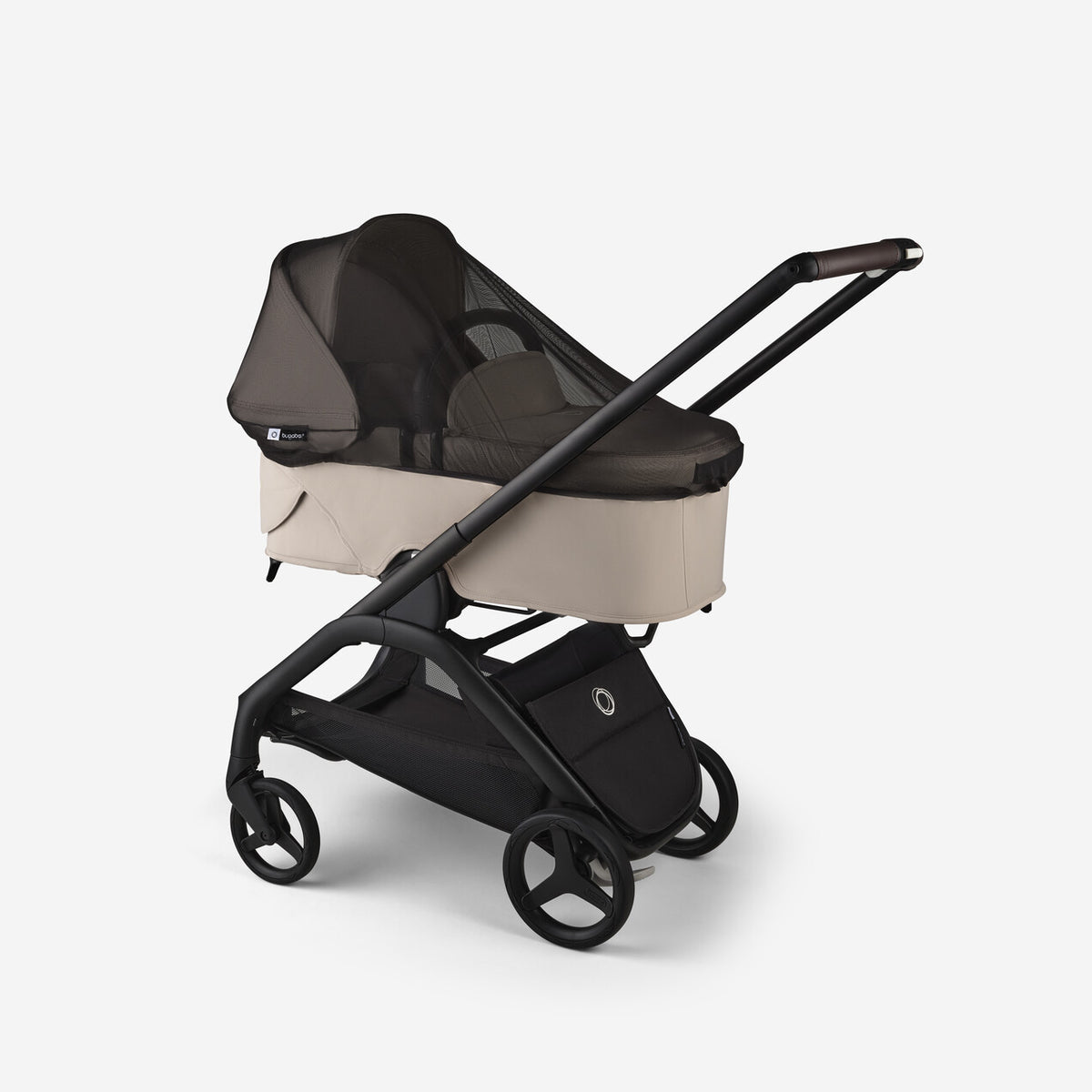 Baby stroller with canopy on a white background