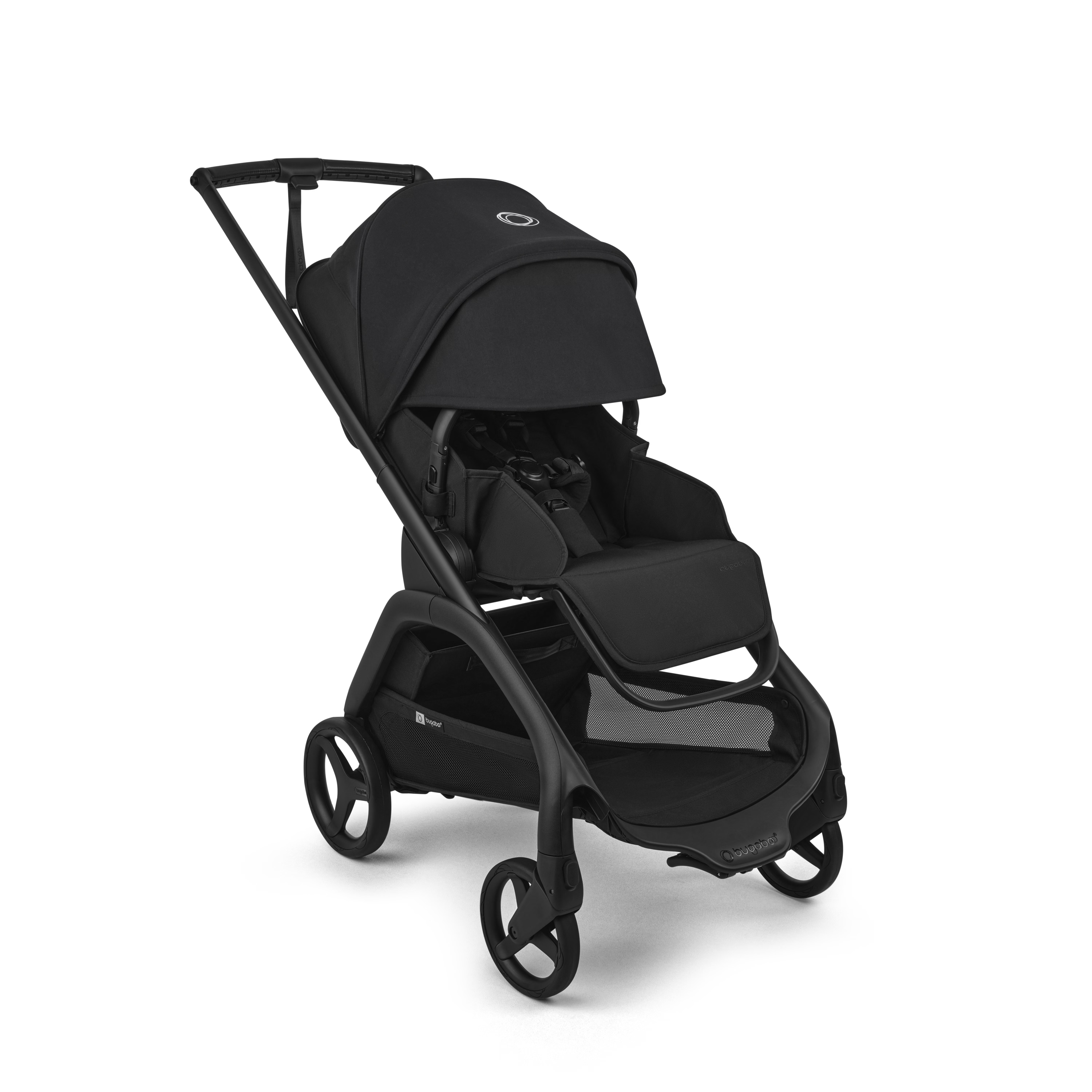 Black stroller on a white background