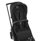 A black stroller and bassinet travel system on a clean white background.
