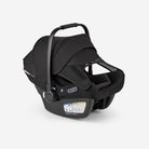 Black baby car seat on a white background