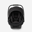 Black baby car seat on a white background