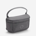 Gray carrying case with handle on a white background