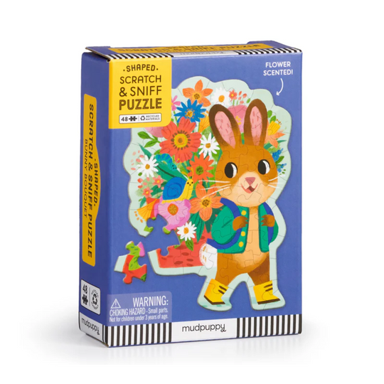 Bunny Bouquet 48 Piece Scratch & Sniff Shaped Mini Puzzle by Mudpuppy