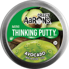 Crazy Aaron's Mini Thinking Putty Avocado container with green and silver design