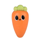 Two cartoon carrot-shaped objects with faces on a white background