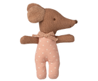 Stuffed toy mouse with a bow tie on a white background