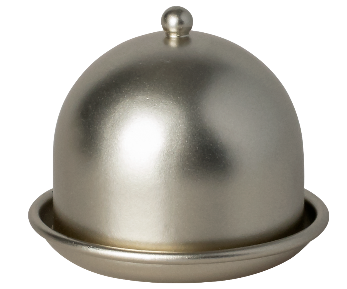 Metallic dome-shaped object on a white background