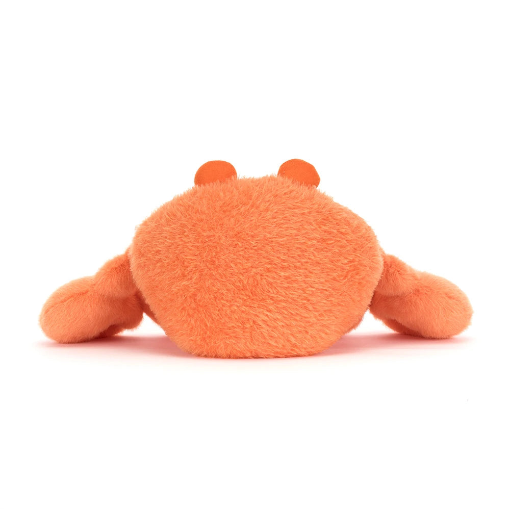 Plush crab toy on a white background