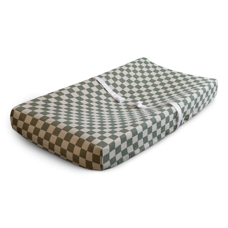 Extra Soft Changing Pad Cover - Olive Check by Mushie & Co