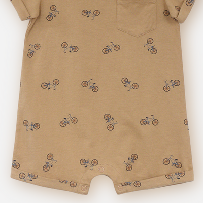 Bikes Short Sleeve Romper - Saffron by City Mouse