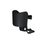 A black replacement drink-thingy for Oobr, a stroller accessory, designed to hold a cup.