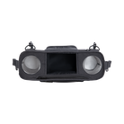 Black car headlight assembly on a white background