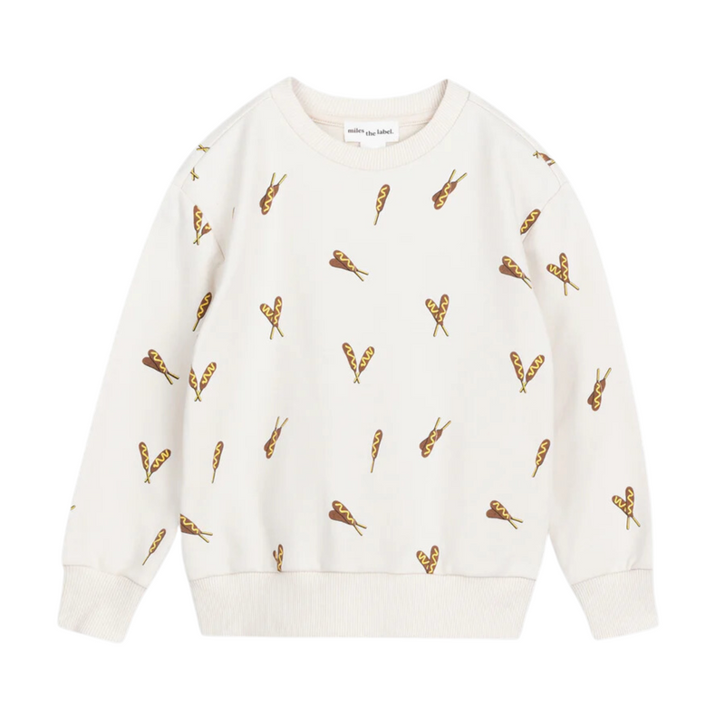 Terry Sweatshirt - Corn Dog Print on Birch by miles the label.